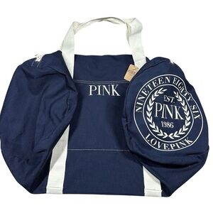 NEW Victoria's Secret PINK‎ Duffle Bag Navy Zipper Top Double Handle